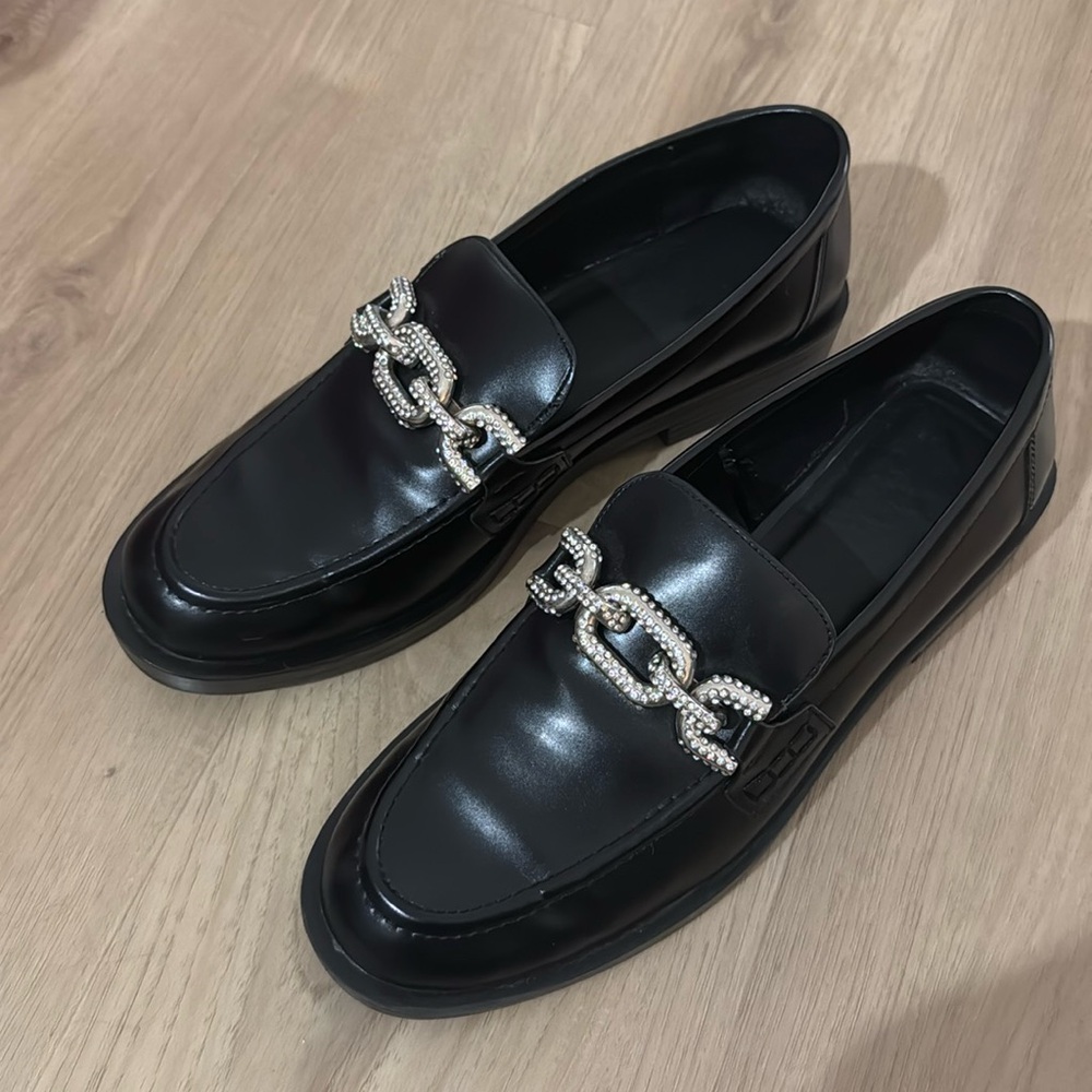 Zara Silver Buckle Loafers